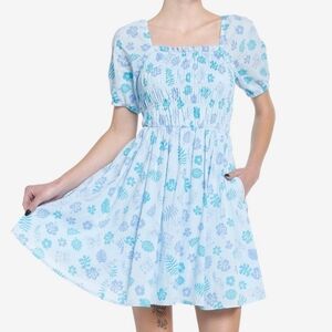 Lilo and Stitch Blue Floral Square-Neck Sundress- Junior 0X
